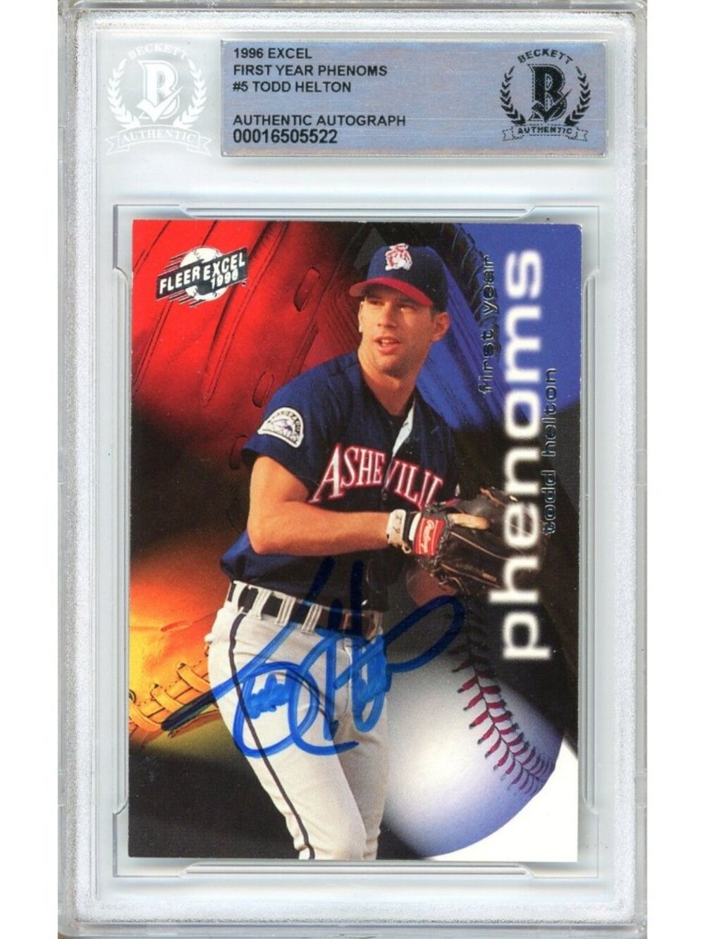 Todd Helton Signed 1996 Fleer Excel #5 First Year Phenoms Rockies BAS Slab Auto